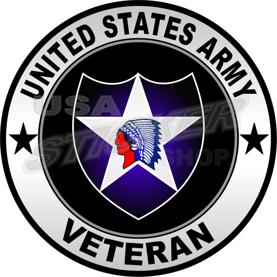 U.S. Army 2nd Infantry Division Veteran Patch Sticker – Round - USA ...