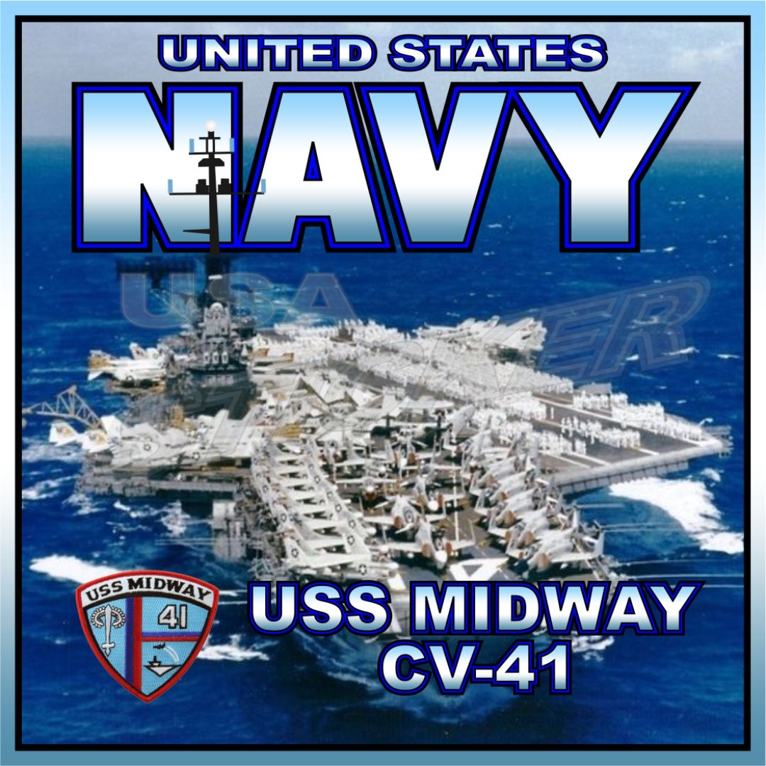 U.S. Navy USS Midway CV-41 Aircraft Carrier Sticker - Item #N-191 - USA ...