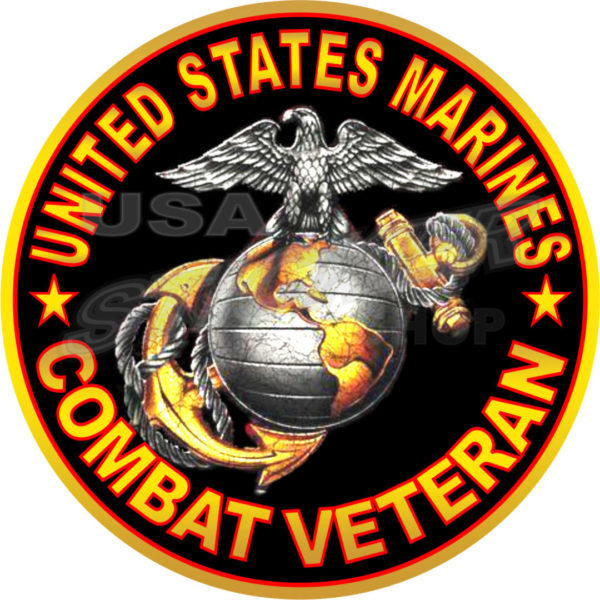 U S Marine Corps Insignia Combat Veteran Sticker Round Item M Usa Military Stickers