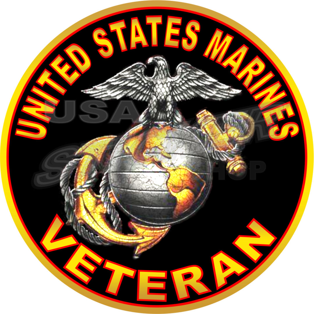 U.s. Marine Corps Insignia Veteran Sticker – Round - Item #m-056 - Usa 