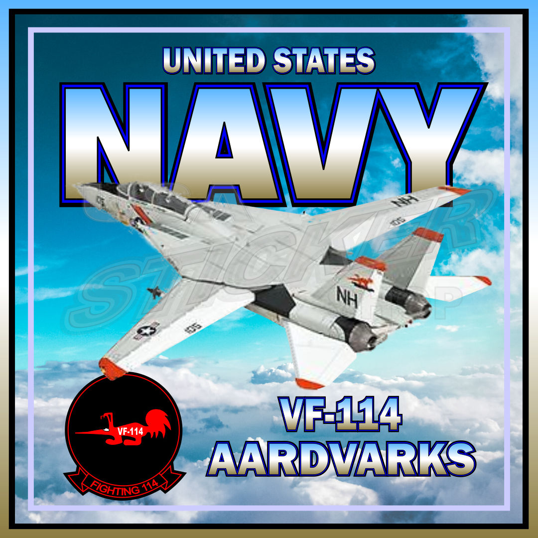 U.S. Navy VF-114 Aardvarks F-14 Sticker - Item #N-022 - USA Military