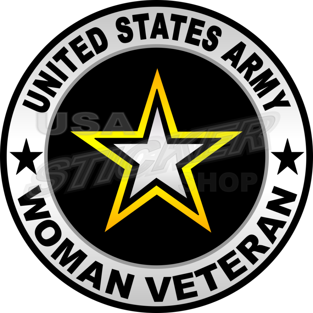 U.S. Army Woman Veteran Sticker - Round - USA Military Stickers and